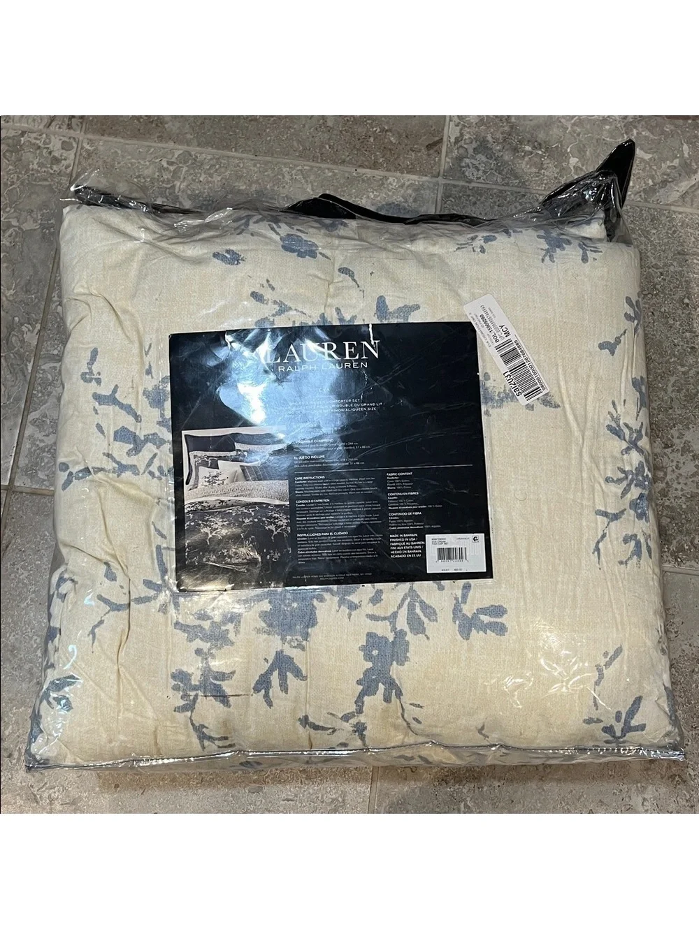 Lauren Ralph Lauren Eva Botanical 3-Pc Full/Queen Comforter Set, Cream/Blue